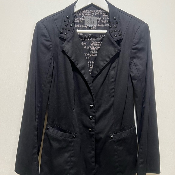 KILL CITY Black Studded Women's Blazer Jacket Size Small - Picture 2 of 11